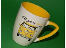 Taza vintage de cerámica con diseño de furgoneta VW Hippie en varios colores