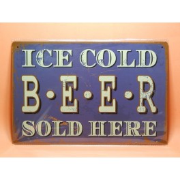 Cartel Chapa ICE COLD BEER Placa de decoración Vintage para pared de habitación, salón, bar, garage